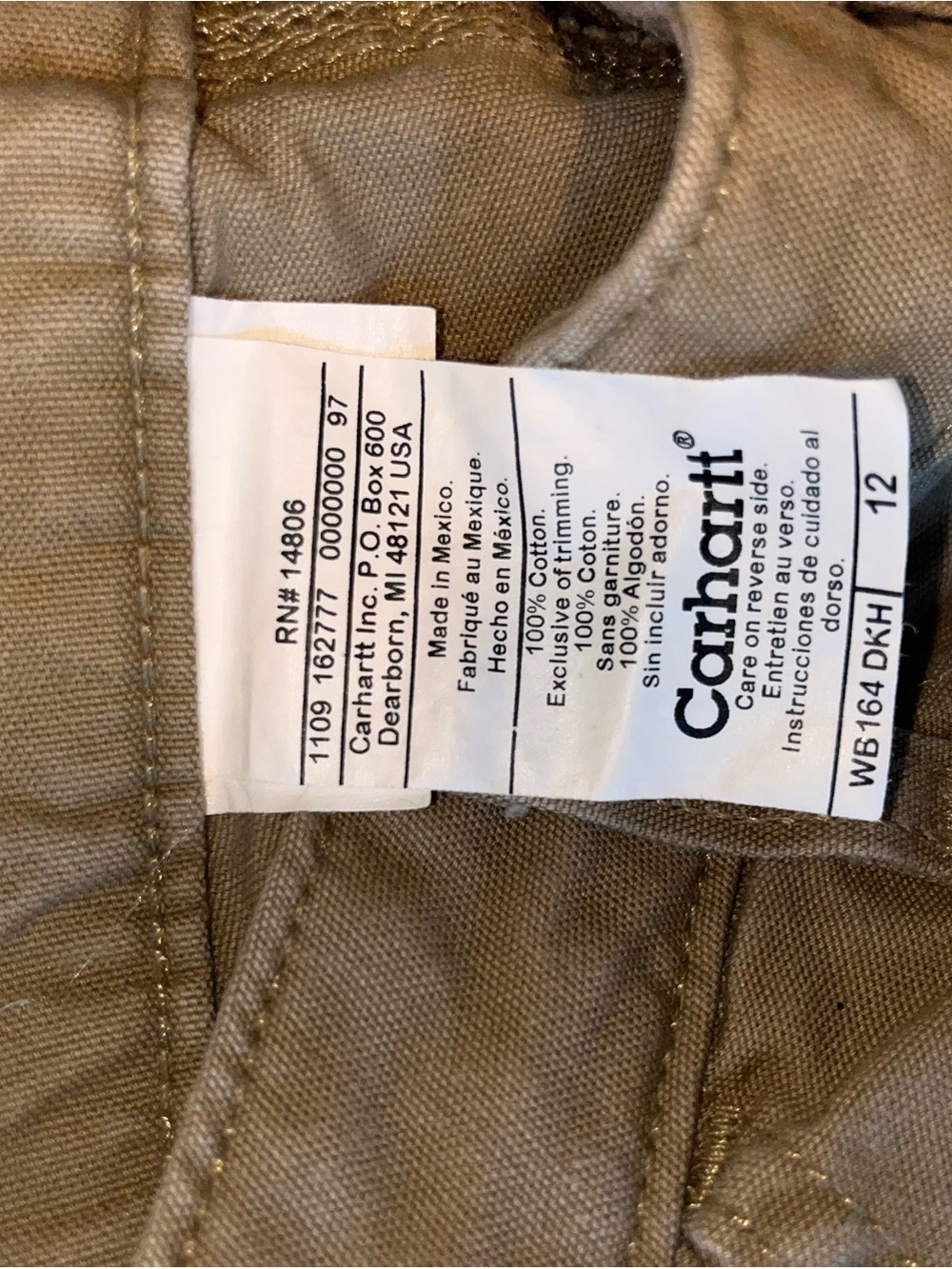 Carhartt Durable Cargo Shorts in Khaki Brown, Size 12